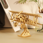 3D Wooden Puzzle Wood DIY Craft Bi-Plane Model kits Handmade Gifts - Image 4