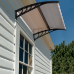 Same Code 27539880 40*38in Household Application Door & Window Rain Cover Eaves Brown Board & Black Holder - Image 27