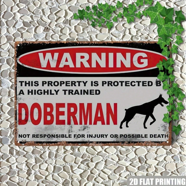 CIFbuy Vintage Farmhouse Doberman Silhouette Warning Sign, Rustic Iron Metal Wall Decor, Waterproof Rustproof Indoor Outdoor 2D Flat TikTok, TikTok, t Self-pickup Logiopics