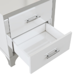 Elegant High Gloss Nightstand with Metal Handle,Mirrored Bedside Table with 2 Drawers for Bedroom,Living Room,White - Image 6