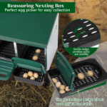 2 Compartment Roll Out Chicken Nesting Box with Plastic Basket, Egg Nest Box Chicken Laying Box Hens Chicken Coop Box, Green - Image 9