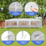 10'x30' Outdoor Party Tent with 8 Removable Sidewalls, Waterproof Canopy Patio Wedding Gazebo, White - Image 15