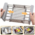 Adjustable Immersion Sink Dish Drying Rack With Stainless Steel Drain Basket - Portable And Retractable Space-Saving Fruit And Vegetable Solution(UPS/UPS logistics delivery supports self-pickup) - Image 10