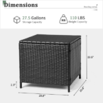 [Replace old code: 87829965] Outdoor PE Wicker Side Table with Storage, Patio Rattan End Table Square Container for Furniture Covers, Toys and Gardening Tools, Black