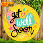 CIFbuy 1pc Hand-painted Get Well Soon Round Aluminum Sign, "" Get Well Soon Round Aluminum Sign, Soon Round Aluminum Sign, Heart Flower Outdoor Plaque TikTok, TikTok, temu emu Self-pickup Logiaqics - Image 3