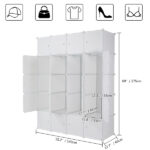 20 Cube Organizer Stackable Plastic Cube Storage Shelves Design Multifunctional Modular Closet Cabinet with Hanging Rod White - Image 11