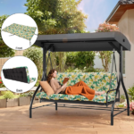 Outdoor Swing Cushions 63 Inch, Waterproof 4" Thick Porch Swing Cushion Replacement with Backrest and Ties, Comfortable 2-3 Seat Pation Swing Pad for Backyard, Garden, Lawn, Outdoor Furniture clover - Image 5