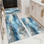 Three-piece kitchen rug set, non-slip and washable, abstract pattern kitchen hallway rug, soft and comfortable, suitable for sinks, floors, entrances, hallways and bathrooms. - Image 19