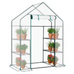 Mini Walk-in Greenhouse with PE Cover, 4-Shelf Indoor Outdoor Plant Gardening Green House for Garden Backyard, 56" x 29" x 77", White - Image 7