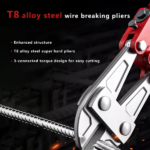 Heavy-Duty Mini Bolt Cutter 14" for Cutting Fence, Steel Wire, Small Chain, Screws, and Rivet, with Soft Grip Rubber Ergonomic Handle Cutters - Image 4