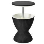 Black Outdoor Imitation Rattan Ice Cooler Side Table 8Gal 2-Height Adjustable with Drain Plug - Image 4