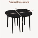 45" Extendable Dining Table Set, 2 Half-Round Tables Convertible to Oval for 4-6 People Black - Image 3