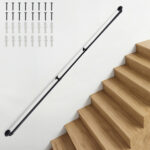12FT three-section iron courtyard stair handrail black - Image 9