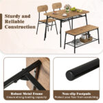 Brown+Black 4-Piece Dining Table Set with Bench & 2 Chairs, Space-Saving Tuck-under Design - Image 7