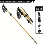 black Five section folding folding trekking pole for hiking and walking - lightweight 7075 aluminum, strong outer lock and high-density EVA grip, men's and women's foldable, stretchable, camping equipment, gifts for hiking friends and family - Image 4