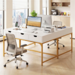 43.5" Home Office Desk with Built-in Charging Station & 3 Drawers Hidden Compartment - Image 10