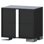 Elegant Nightstand with Metal Handle, Mirrored Bedside Table with 2 Drawers for Bedroom, Living Room, Black - Image 4