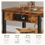 15.7" Small Side Table with Charging Station, End Table with Outlets & USB Ports, 3-Tier Adjustable Storage Nightstand for Living Room, Bedroom, Small Spaces, Brown (Shipment from Walmart) - Image 5