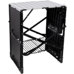 Foldable Aluminum Camping Kitchen Table Heat Resistant Slatted Tabletop, 4 Foldable Side Trays Mesh Storage Rack Hanging Hooks 154lbs Load Capacity Built-In Carry Handle for Campsite Park Travel - Image 10
