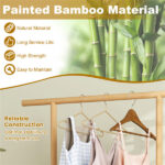2-in-1 Bamboo Clothing Rack with Rolling Wheels & 60L Storage Basket - Image 7