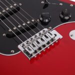 ST Stylish Electric Guitar with Black Pickguard Red - Image 12