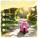 Pink 6V Kids 3-Wheel Electric Ride On Motorcycle: Bubble Car with LED Headlight, Music Function for Children Outdoor Play - Image 8