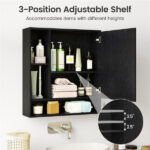 2 in 1 Mirrored Bathroom Wall Cabinet, Space-Saving Medicine Cabinet with Hidden Storage & Shelves - Black - Image 10