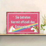 CIFbuy Unicorn Welcome 2D Flat Metal Sign, 8x12 Inch Pink Rainbow Star Wall Decor, Waterproof Rustproof Bedroom Home Decoration TikTok, TikTok, or Self-pickup Logiopics - Image 6