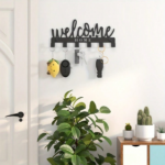 CIFbuy™ Welcome Design 8-Hook Key Holder Black Metal Wall Organizer (TikTok, temu pick-up service) - Image 3
