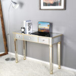 Three Drawers Mirror Table Dressing Table Console Table - Image 15