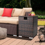 Replace 95812680 40*40*57cm Iron Frame Gas Bottle Storage Rattan Side Table Brown Gradient - Image 6