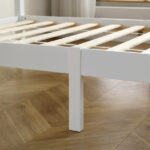 FCH Twin Pine Single-Layer Core Vertical Stripe Full-Board Curved Bed Head With The Same Bed Foot White Wooden Bed - Image 31