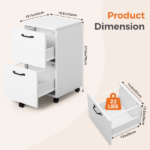 2-Drawer Rolling File Cabinet with Lockable Wheels, Printer Stand with Storage for Home Office (Shipment from Walmart) - Image 2