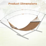 2-Person Polyester Caribbean Hammock with Hardwood Spreader Bars, 600lbs Weight Capacity Double Hammock for Patio Garden-Khaki - Image 4