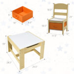 2-in-1 Kids Activity Table and Chairs Set, Double-Sided Whiteboard & Blackboard, with Hidden Storage, Certified Non-Toxic MDF, Perfect Gift for 3-7 Years Old (Natural) - Image 3