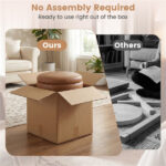Brown 360° Swivel Storage Ottoman, 43.18×45.72cm Faux Leather Vanity Stool with 26.50L Hidden Space - Image 5