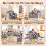 Kids Foam Sofa Chair with Teddy Fleece Fabric, Lightweight Portable Toddler Couch for Ages 3+ (Gray) - Image 9