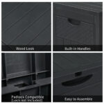 33gal Square Wood & Rattan Plastic Garden Storage Box Gray - Image 8