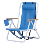 Same Code 99460325 4-Position Adjustable Folding Beach Chair, Steel Tube Frame Oxford Fabric Lounge Chair, 7.9" Seat Height, 17.7" W x 17.3" D, 120KG Heavy Duty Capacity, Portable Outdoor Patio Camping Chair, Blue - Image 4