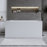51'' Solid Surface Matte Tub, Freestanding Solid Surface Resin Stone Bathtub, Solid Surface Matte White Soaking Tub,Free Standing Tub with Overflow and Pop-up Drain, Matte White - Image 6