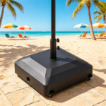 Black Fillable Umbrella Base with Wheels & Brakes, Heavy‑Duty Water/Sand Filled Patio Umbrella Stand with 3 Adapters for 1.3‑1.9" Poles - Image 10
