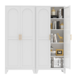 71'' 2 Shapely Doors Cabinet, Metal Storage Cabinet with Doors and Adjustable Shelves, for Bedroom, Living Room, Kitchen(White)-Does not support self pick up - Image 13