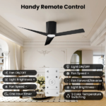 Ceiling Fans with Dimmable Led Lights, 52 Inch Flush Mount Ceiling Fan Remote Control, Quiet DC Reversible Motor for Summer Winter, Low Profile Modern ABS Blades Indoor Use, 3X-Z3[Unable ship on weekends, TK/TEMU only for pickup, only TX10643 warehouse supports GOFO] - Image 8