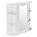3-tier Single Door Mirror Indoor Bathroom Wall Mounted Cabinet Shelf White - Image 5