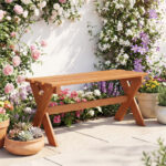 44" Teak Oil Hardwood Backless Outdoor Bench, 530 LBS Load Capacity Patio Dining Bench - Image 23