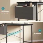 47" Computer Desk with Metal Frame, Waterproof Surface and Storage Bag – Perfect for Office Use, Black (Shipment from Walmart) - Image 2