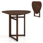 31.5" Small Folding Dining Table, Walnut Solid Wood Foldable Kitchen Table for 2 People - Image 4