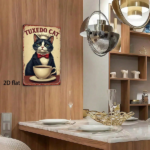 CIFbuy Vintage Cat Coffee Metal Sign 8x12 Inch, Retro" Tuxedo Cat Chef Hat Wall Art, Durable 2D Flat Iron Plaque, 2D Flat Iron Plaque, Playful Kitchen Decor Inch, RetrikTok, Inch, RetrikTok, t Self-pickup Logiopics - Image 2