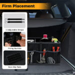 13 Gallon Car Trunk Organizer - 3 Compartments+6 Pockets, 600D Oxford Fabric, Non-Slip Base, Black - Image 9