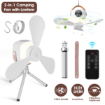 Multi-Mode Camping Fan Lantern Combo Adjustable Wind & Light Levels Timing Function, Dual Control Panel & Remote Detachable Fan Blades Floor Stand Hanging Strap Included - Image 10